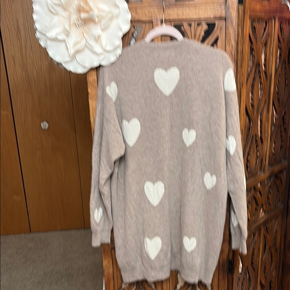 Magaschoni Beige Heart Cardigan Size XL - Picture 4 of 5
